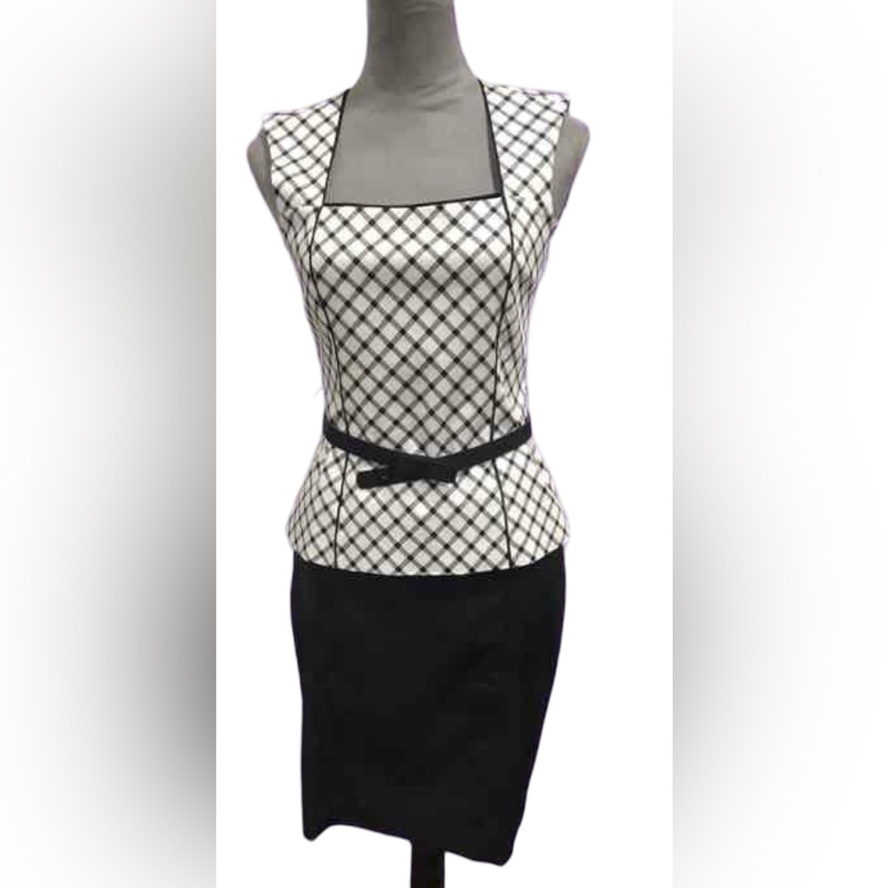White House Black Market Gingham Peplum Top + Skirt Set Sz 2 and 4 $166 NWT WHBM